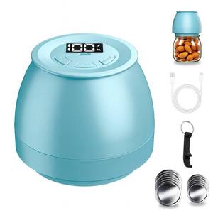 lot 6837 image: Zivif Electric Mason Jar Vacuum Sealer Kit for Wide & Regular Mouth Jars, Automatic Jar Sealer for Food Storage & Fermentation, Includes 10 Mason Jar Lids, Blue - Retail $16