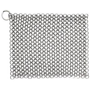 lot 6840 image: PIBC 8x6 Cast Iron Scrubber Stainless Steel Chainmail Cleaner for Pre-Seasoned Pans, Griddles, BBQ Grill and Pot Cookware Cleaning - Retail $6
