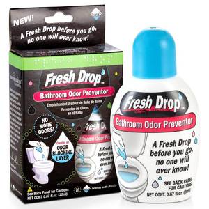 lot 6846 image: Fresh Drop Poop Odor Eliminator, Toilet Odor Eliminator, One Drop Toilet Deodorizer, Toilet Spray, Air Freshener Spray, 0.67 Fl Oz Each, 3 Pack - Retail $16