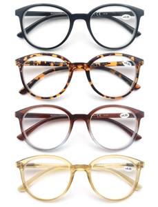 lot 6847 image: MODFANS Women Reading Glasses 4Pack Large Round Frame Readers Spring Hinges with 3 Pouch 2.5 - Retail $17