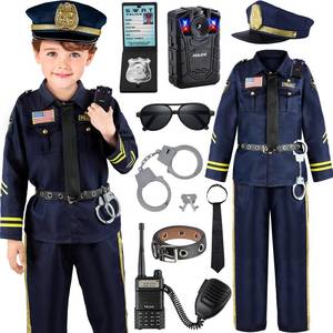 lot 6863 image: Joycover Police Costume for Kids, Police Officer Costume for Boys & Girls with Uniform and Accessories, Halloween Costumes for Kids Boys, Toddler Dress Up Cop Outfit Set for Halloween Career Day L - Retail $35