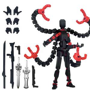 lot 6866 image: T13 Already Assembled Action Figure Accessories,T13 Multi-Jointed Movable,for Collectors Desktop Decorations t-13 Movability 3D Printed Toys (Black Red, 7.2inch) - Retail $20