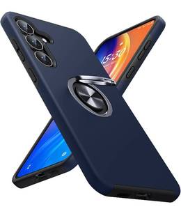 lot 6876 image: JAME for Samsung Galaxy S25 FE Case, Dual Layer Military Grade Shockproof Cover with Metal Ring Holder Stand Kickstand, Slim Fit Protective Phone Case for Galaxy S25 FE Case 6.7, Blue - Retail $12