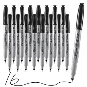 lot 6888 image: Permanent Markers, Ultra Fine Point, Black, 16 Count, 0.4mm, Fine tip permanent marker set, quick dry, waterproof, fading resists, durable, marks on paper, glass, ceramic, plastic, wood, rock, metal