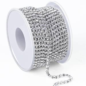 lot 6890 image: Towenm 1 Roll 10 Yards Rhinestone Chain, 3mm Crystal Rhinestones Close Chain Roll, Sew on Crystal Rhinstone Chain Trim, Crystal Claw Cup Chain (Silver Base  Clear Rhinestones, SS12  3mm) - Retail $9