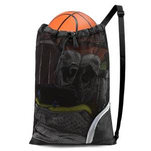 lot 6895 image: BeeGreen Mesh Drawstring Bag Swim Backpack for Beach Pool Sports Gym Draw String Cinch Bags for Swimming Soccer Basketball Gear Black - Retail $14