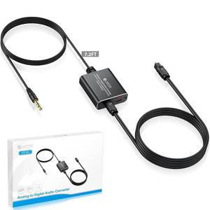 lot 6897 image: eSynic Portable 3.5 mm to Optical Audio Cable Converter-Aluminum Alloy Housing-Easy to Setup-7ft Long Analog to Digital Audio Adapter from LaptopGaming Consoles to Optical Soundbar-Not Bidirectional - Retail $17
