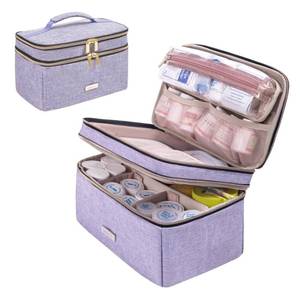 lot 6911 image: Lexeeco Medicine Storage Bag Pill Bottle Organizer with Portable Small Pouch Travel Medication Bottle Organizer for Emergency Home First Aid Box Kit (Purple) - Retail $24