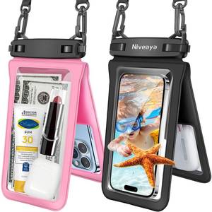 lot 6934 image: Niveaya Double Space Waterproof Phone Pouch - 2 Pack, Waterproof Phone Lanyard Case with iPhone 1716151413 Pro Max up to 8.3, Phone Dry Bags for Vacation Beach Pool Kayak Cruise Travel Essentials - Retail $21