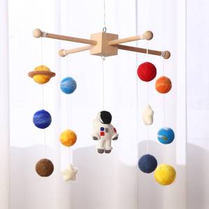 lot 6937 image: Hahafelt Space Nursery Mobile for Crib Wooden and Felt Solar System Planets Astronaut Space Nursery Decor Mobile for Baby Bed Crib Decoration Gift for Newborn
