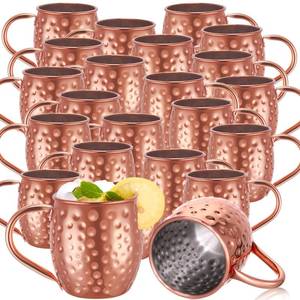 lot 6943 image: Didaey 24 Pcs Moscow Mule Mugs Set 12oz Rose Gold 304 Stainless Steel Moscow Mule Cups Bulk Hammered Copper Cups Tarnish Resistant Copper Plated Mug for Cold Drinks Beer Wine Bars Parties Gifts - Retail $102