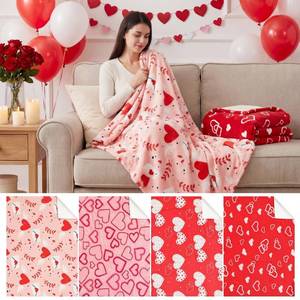 lot 6945 image: Buryeah 4 Pack Valentines Day Throw Blankets Romantic Heart Lightweight Soft Warm Cosy Valentines Day Love Flannel Blanket for Sofa, Bed, Couch, Home Decor(Heart,50 x 60 Inches) - Retail $34