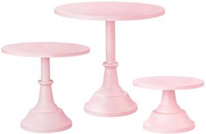 lot 6955 image: HBlife 3-PCS Pink Cake Stand Set (81012 Plate) for 6-10 Inch Cakes, Perfect Dessert Table Display Set, Cupcake&Cake Stands for Party, Wedding, Birthday, Baby Shower, Anniversary (Metal) - Retail $41