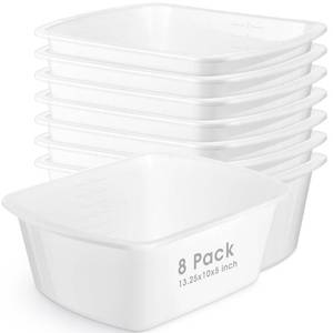 lot 6956 image: Honeydak 8 Pack Wash Basins Plastic Wash Tub White 7 Quart Graduated Buckets Rectangular Plastic Hospital Bedside Soaking Tub Washing Basin for Cleaning Foot Bath Washing Dishes Face Cleansing - Retail $31
