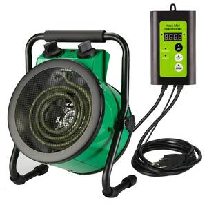 lot 6960 image: Greenhouse Heater with Digital Thermostat, Green House Heater for Plants Electric Grow Tent Heaters, 1500W Fast Heating with Overheat Protection, Space Heater for Flower Room, Green