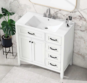 36-inch White Bathroom Vanity Cabinet, Sink Not Included  - Retail: $227