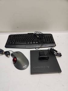 lot 23 image: Lenovo Computer Accessory Bundle with Keyboard, Mouse and Webcam