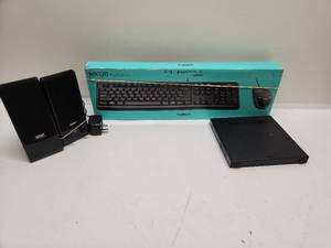 lot 27 image: Logitech MK120 USB Keyboard Mouse Combo with Speakers