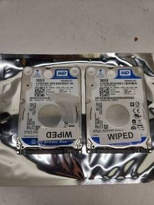lot 69 image: WD Scorpio Blue 500GB 2.5 SATA Hard Drives - Pair