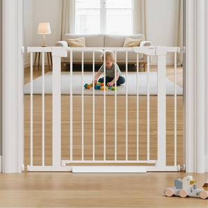 lot 171210 image: Cumbor 29.7-40.6 Baby Gate for Stairs, Moms Choice Awards Winner-Dog Gate for Doorways, Pressure Mounted Auto-Close Pet Gates for Dogs Indoor, Safety Child Gate with Easy Walk Thru Door, White