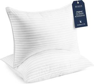 lot 171216 image: Beckham Hotel Collection Bed Pillows StandardQueen Size Set of 2 - Original Soft Down Alternative Pillow for Sleeping - Soft Support for Back, Stomach or Side Sleepers