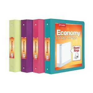 lot 371178 image: Cardinal 3 Ring Binders Binders for School and Office Durable 1.5 Inch Round Rings Holds 350 Sheets ClearVue Presentation View Non-Stick Assort