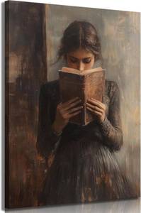 lot 371179 image: Victorian Feminine Reading Canvas Wall Art Dark Academia Wall Decor pictures Vintage Book Poster Prints Bookish Woman Portrait Painting Gothic Artwork for Girls Bedroom gallery decoration,16x24in