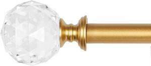 lot 371193 image: 34 Inch Diameter Adjustable Curtain Metal Rod with Round Clear Acrylic Ball Finials 86 to 120 Inch Gold