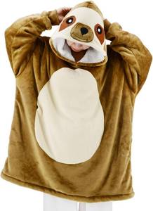 lot 471311 image: vavalad Sloth Wearable Blanket Sweatshirt Sherpa Hoodie TV-Blanket for Adults Men Women Teens One Size Fits All