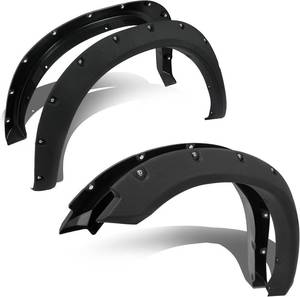 lot 471313 image: KUAFU Fender Flares Compatible with 2009-2023 Dodge Ram 1500 Classic Pocket Rivet Style Mud Guards Wheel Cover Protector Textured Black Front Rear Excludes RT & Rebel