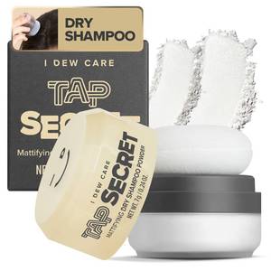 lot 471358 image: I DEW CARE Tap Secret Dry Shampoo Powder with Biotin - Tap Secret Original  Strengthening & Volumizing, Refillable, Travel size, Non-aerosol, Brunette, Korean Ginseng, Stocking Stuffers, 0.24 Oz