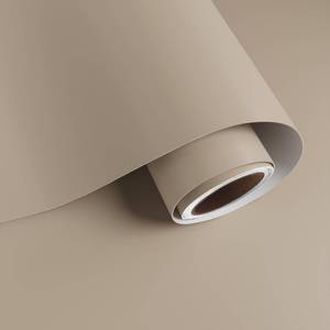 lot 171224 image: VaryPaper 32x118 Matte Beige Brown Contact Paper Peel and Stick Wallpaper Solid Color Brown Wallpaper for Bedroom Removable Waterproof Kitchen Cabinet Vinyl Wrap Self Adhesive Brown Wall Paper