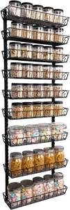 lot 171225 image: SWOMMOLY Adjustable Wall Mount Spice Rack, 9-Tier Dual-use (Multi-use) Organizer, Black