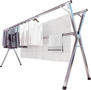 lot 171242 image: JAUREE 95 Inches Clothes Drying Rack, Drying Rack Clothing Folding Indoor Outdoor, Heavy Duty Stainless Steel Laundry Rack, Foldable Portable Large Clothes Rack Garment Rack with 20 Windproof Hooks