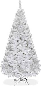 lot 171248 image: GOFLAME 5FT Artificial White Christmas Tree Home Holiday D cor, Metal Stand PVC Material 350 Branches Indoor Decoration, Easy Assembly