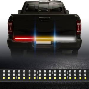 lot 271236 image: 60 Tailgate Light Bar, Aluminum Frame Triple Row LED Tailgate Light Strip for Trucks with Red Running Brake Lights White Reverse Sequential Amber Turn Signal, IP68 Waterproof