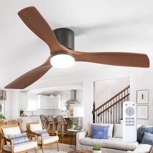 lot 271244 image: Retails for $110 addlon 52 inch Ceiling Fans with Lights, Low Profile Ceiling Fan with Light and Remote Control, Flush Mount, Reversible, 3 Wood Blades, 3CCT Dimmable, Black Walnut Ceiling Fan for IndoorOutdoor Use