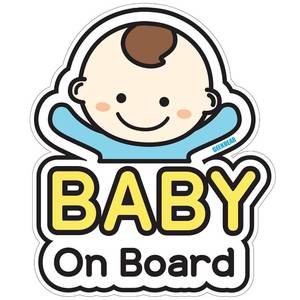 lot 271266 image: GEEKBEAR Baby on Board Car Sticker - Character Design, Reflective, Weather-Resistant (01. Basic Boy)