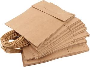 lot 371198 image: Kraft Paper Bag, 50PCS Kraft Paper Bag with Handle, Reusable Portable Gift Wrap Bag Tote Bag for Shopping Food Packaging Wedding Sacks, Gift Wrap Bags (280x280x150mm)