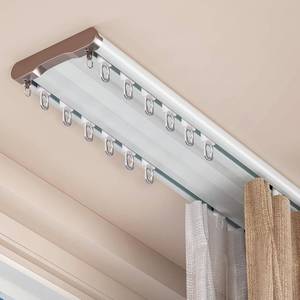 lot 371204 image: Double Curtain Track Ceiling Mount, Silent Aluminum Track Curtain Rail, Heavy-Duty Double Row Ceiling Curtain Tracks Rod Sliding Rails for Curtains, Room Divider for Living Room Bedroom (6FT)