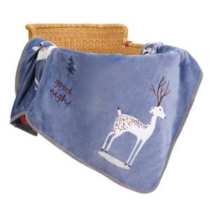 lot 9187234 image: TILLYOU Toddler Flannel Blanket - Warm Cozy Baby Blanket for Boys and Girls, Smooth Cute Lightweight Blanket for Bedding Crib Stroller, 40 50 inches, Navy Deer