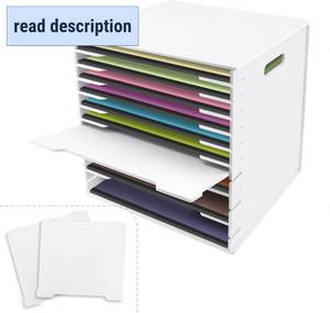lot 371181 image: SONGWAY 12x12 Paper Storage Organizer - 13 Tier Desk File Organizer with Adjustable Shelves, Letter Mail Tray, 12x12 Stackable Scrapbook Paper Storage Cube for Home Office Classroom