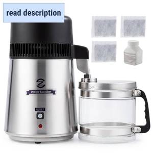 lot 171229 image: Retails for $120 CO-Z 4L Brushed Stainless Steel Countertop Distiller Machine, Home Distilled Water Maker with Glass Pot, Purifier to Make Clean Water