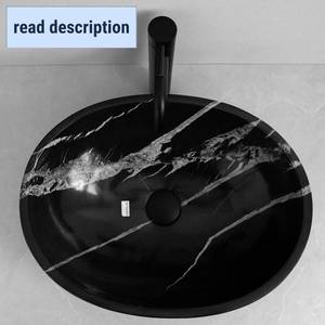 lot 271254 image: Retails for $190 Black Natural Stone Vessel Sink   One-of-a-Kind Vein Oval Bathroom Sink Bowl   Exclusive Handcrafted Marble Sink   Unique Stone Vessel Sinks for Bathrooms   Luxury Statement Piece - Unique Veins 012