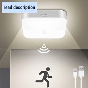 lot 371208 image: WhitePoplar Rechargeable Motion Sensor Closet Light, Rechargeable Battery Operated Ceiling Light Wireless, 500LM Wireless Motion Activated Light for Shower Stairs Hallway Pantry Porch Garage, 5000K