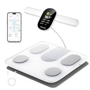 lot 341937 image: Retails for $130 Smart Scale for Body Weight, 8 Electrode Bathroom Scale for Weight Fat BMI Muscle Mass, 28 Full Body Composition Analyzer, Accurate Weight Scale, Rechargeable, 400 lbs, White