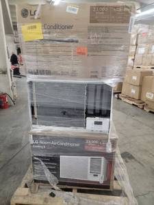 lot 56862 image: LG 23,000 BTU Window Air Conditioner with Heat- 3 count