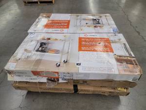 lot 56897 image: 6 count of Trinity 48-inch Stainless Steel Prep Table with Casters