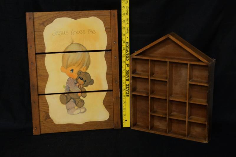 lot 244 image: Cute Shadow Box and Vintage Wooden Picture
