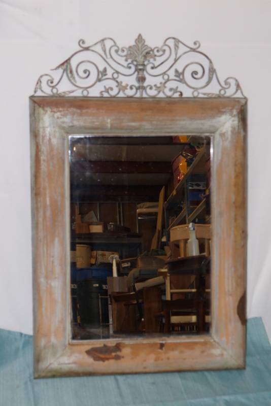 lot 409 image: Large Ornate Rustic Metal Framed Mirror